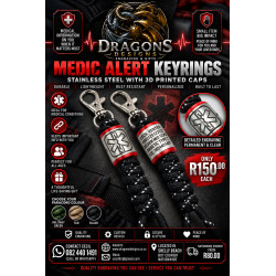 Medical Alert Keyring (Stainless Steel & 3D Printed End Caps)